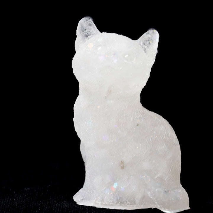 Décoration en pierre précieuse en résine cristalline Olivenorma représentant un chat debout