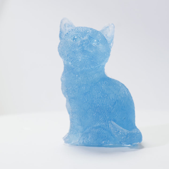 Décoration en pierre précieuse en résine cristalline Olivenorma représentant un chat debout