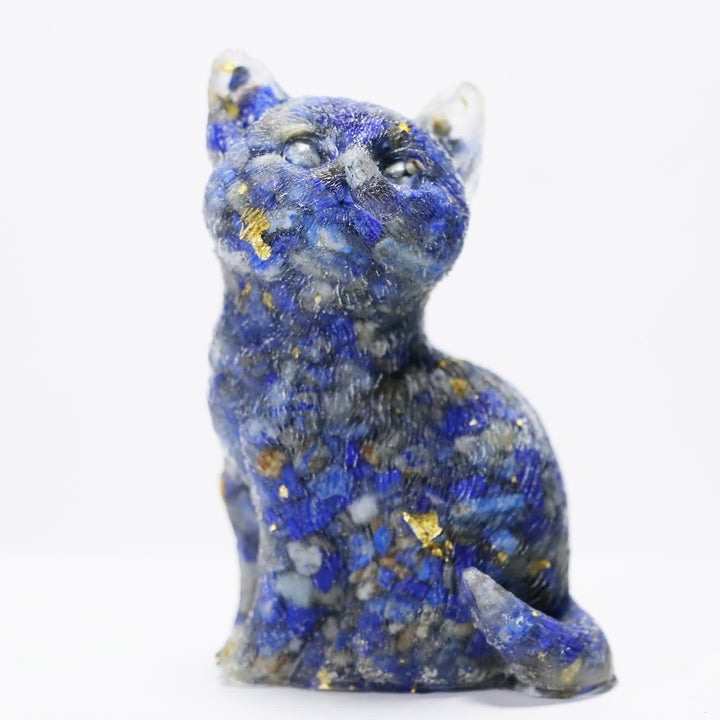 Décoration en pierre précieuse en résine cristalline Olivenorma représentant un chat debout