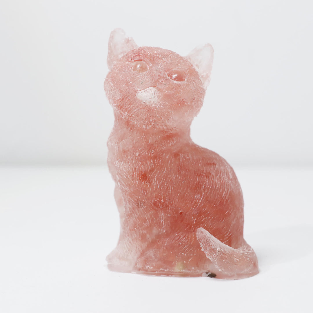 Décoration en pierre précieuse en résine cristalline Olivenorma représentant un chat debout