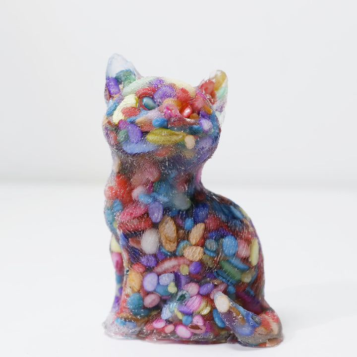 Décoration en pierre précieuse en résine cristalline Olivenorma représentant un chat debout