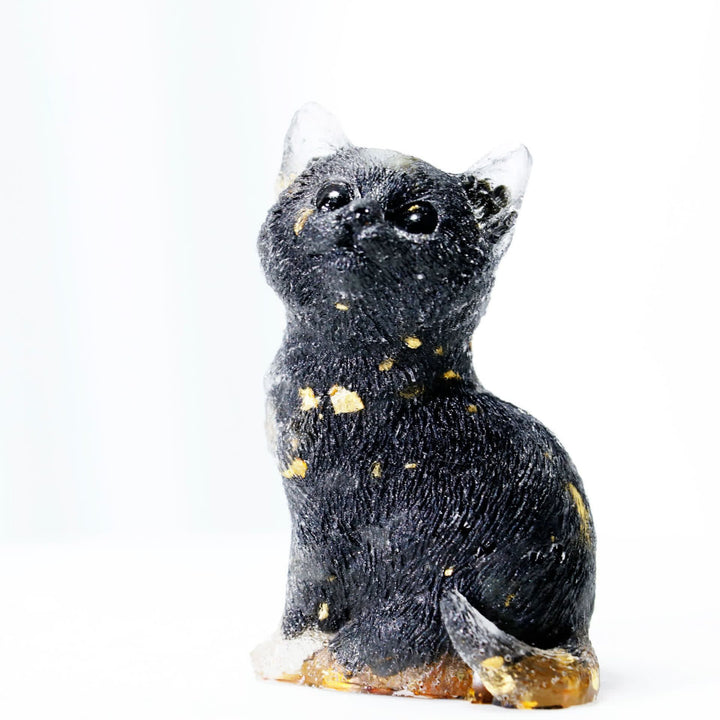 Décoration en pierre précieuse en résine cristalline Olivenorma représentant un chat debout