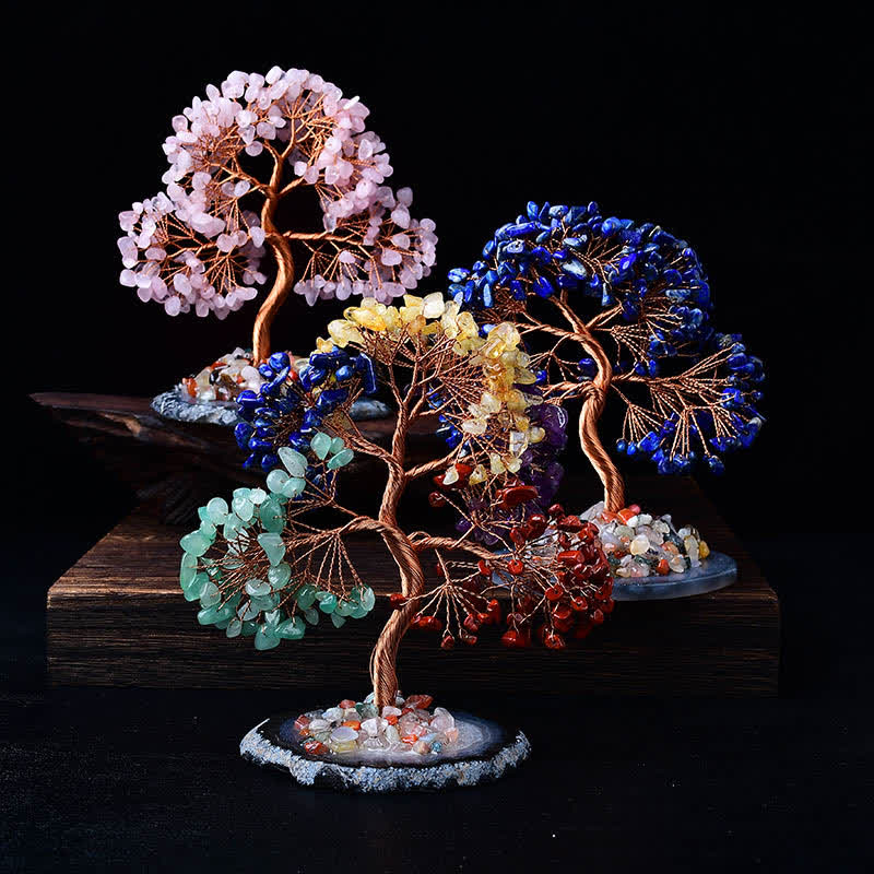 Arbre Feng Shui à base de gravier en agate colorée Olivenorma
