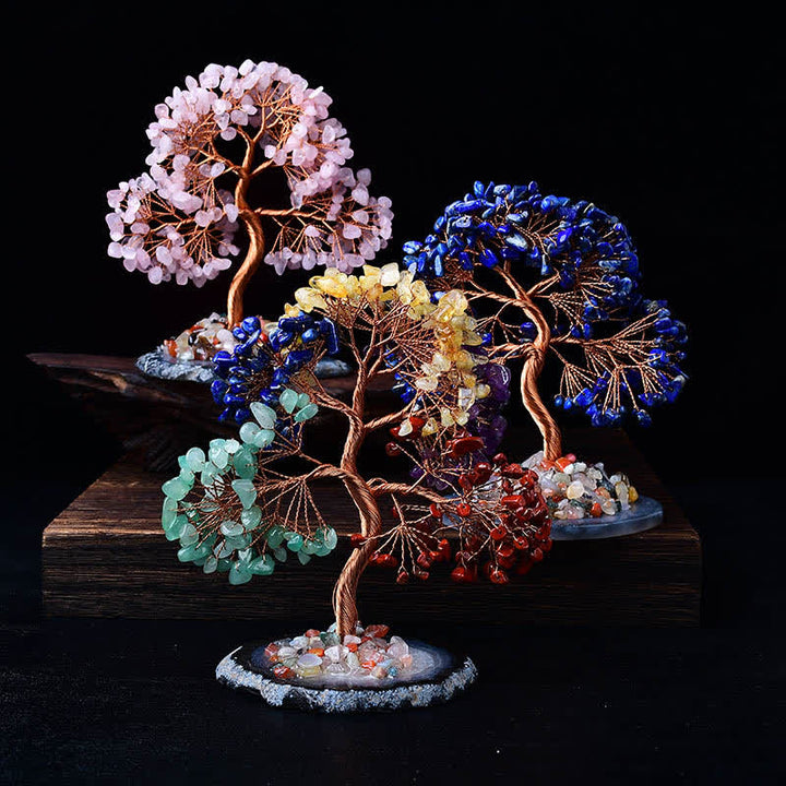 Arbre Feng Shui à base de gravier en agate colorée Olivenorma
