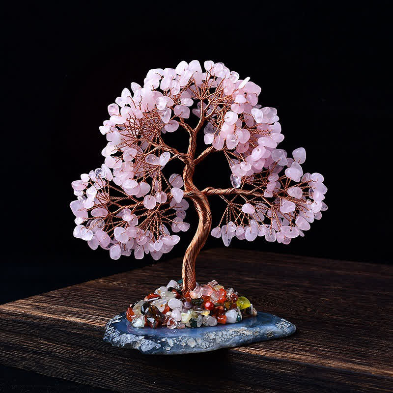 Arbre Feng Shui à base de gravier en agate colorée Olivenorma