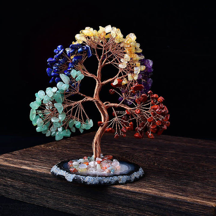 Arbre Feng Shui à base de gravier en agate colorée Olivenorma