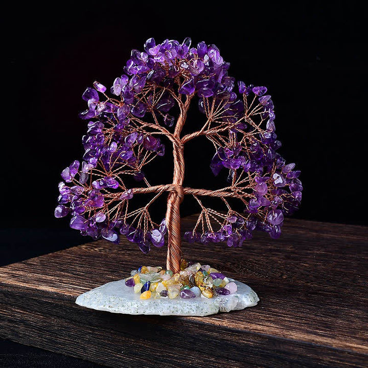 Arbre Feng Shui à base de gravier en agate colorée Olivenorma