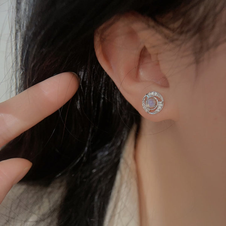 Boucles d'oreilles à tige en forme de tourbillon en pierre de lune Olivenorma