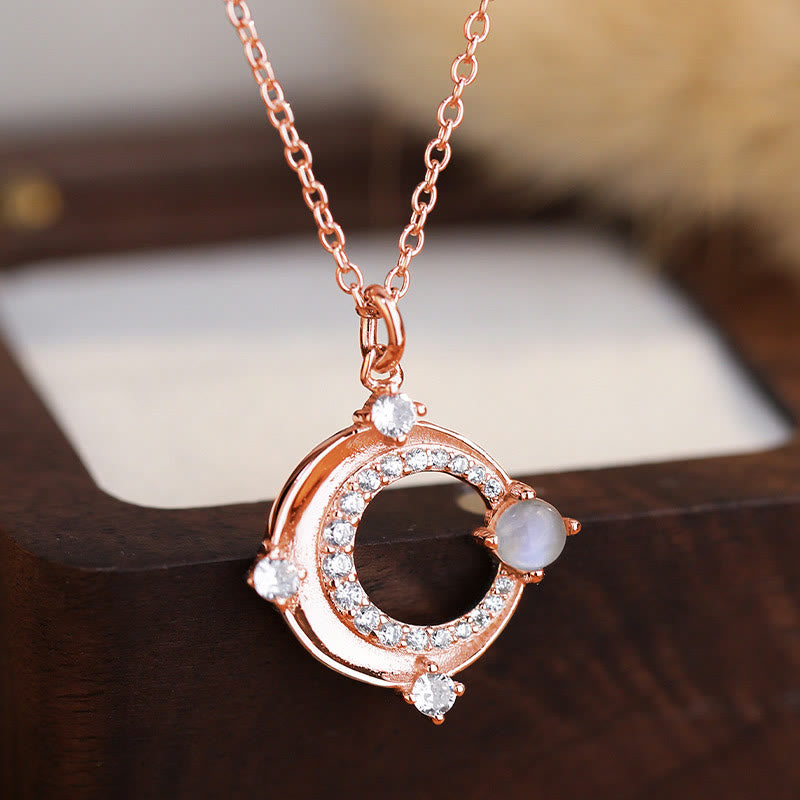 Collier avec pendentif croissant de lune en pierre de lune naturelle Olivenorma