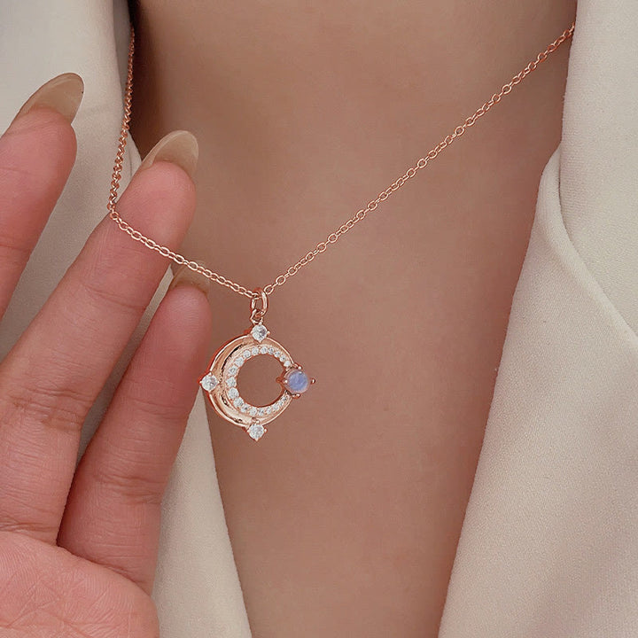 Collier avec pendentif croissant de lune en pierre de lune naturelle Olivenorma