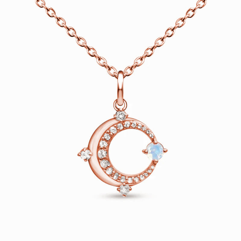 Collier avec pendentif croissant de lune en pierre de lune naturelle Olivenorma