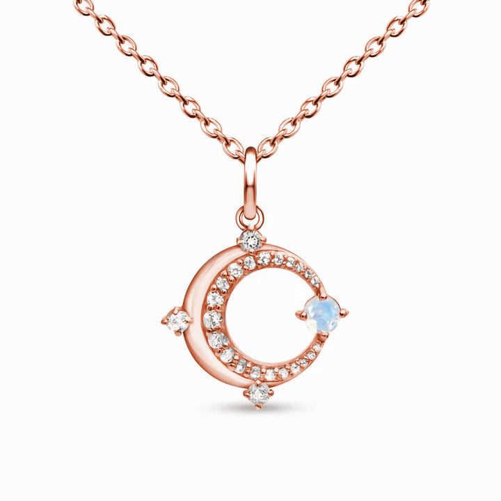 Collier avec pendentif croissant de lune en pierre de lune naturelle Olivenorma