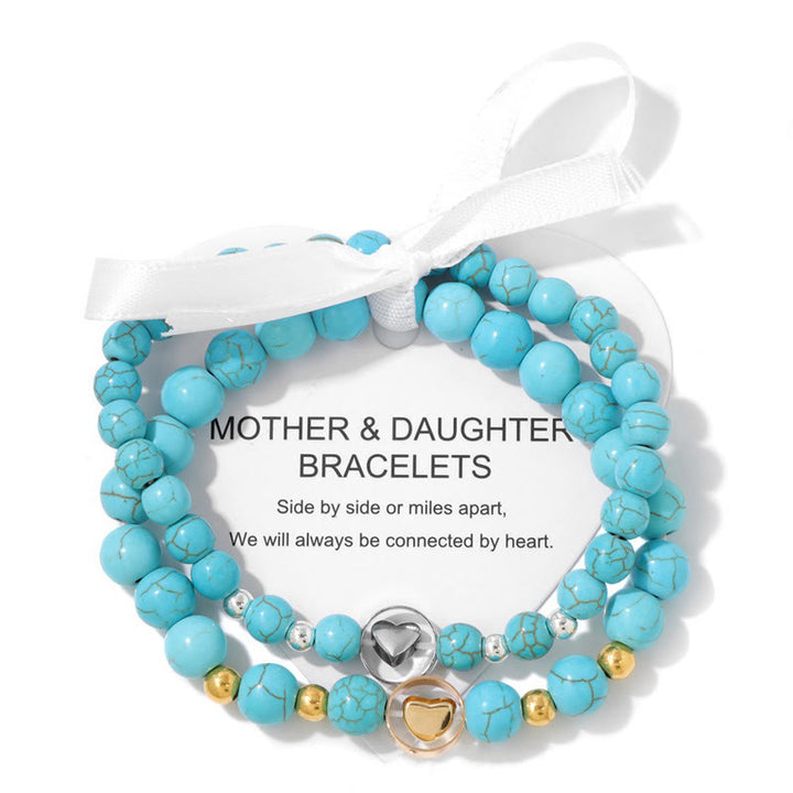 Bracelet de perles mère et sœur en pierres précieuses naturelles Olivenorma 2 pièces