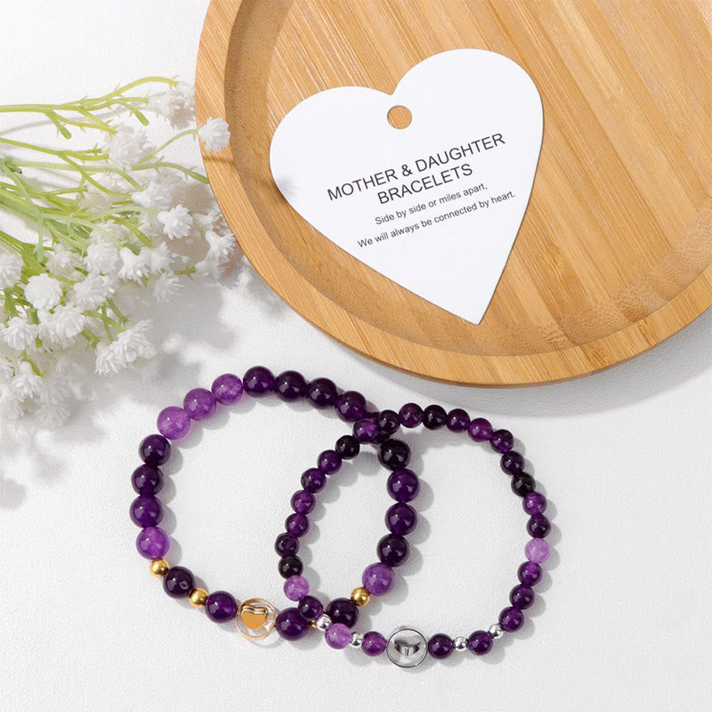 Bracelet de perles mère et sœur en pierres précieuses naturelles Olivenorma 2 pièces