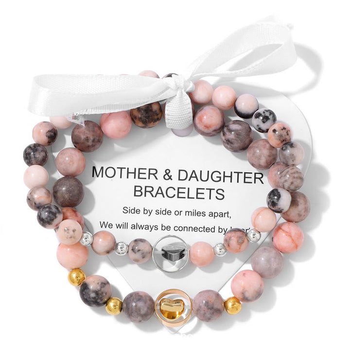 Bracelet de perles mère et sœur en pierres précieuses naturelles Olivenorma 2 pièces
