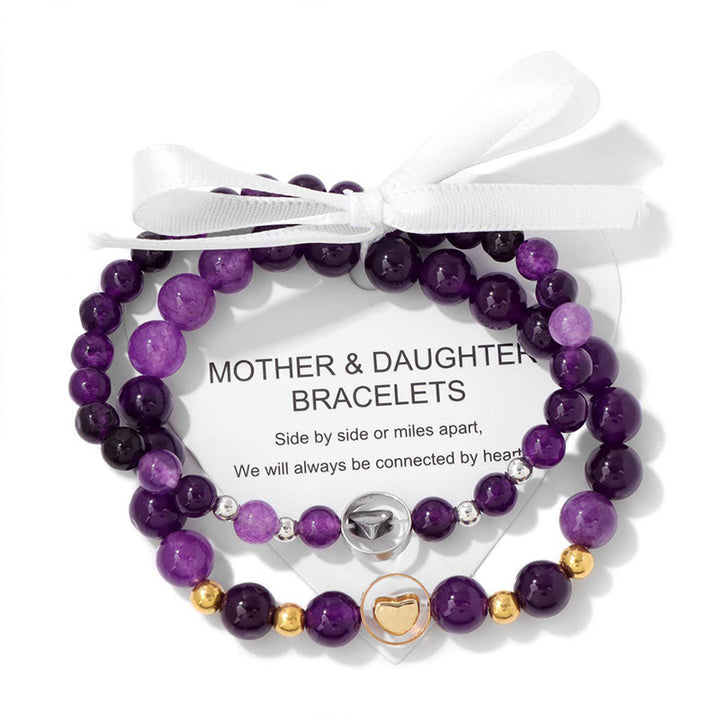 Bracelet de perles mère et sœur en pierres précieuses naturelles Olivenorma 2 pièces