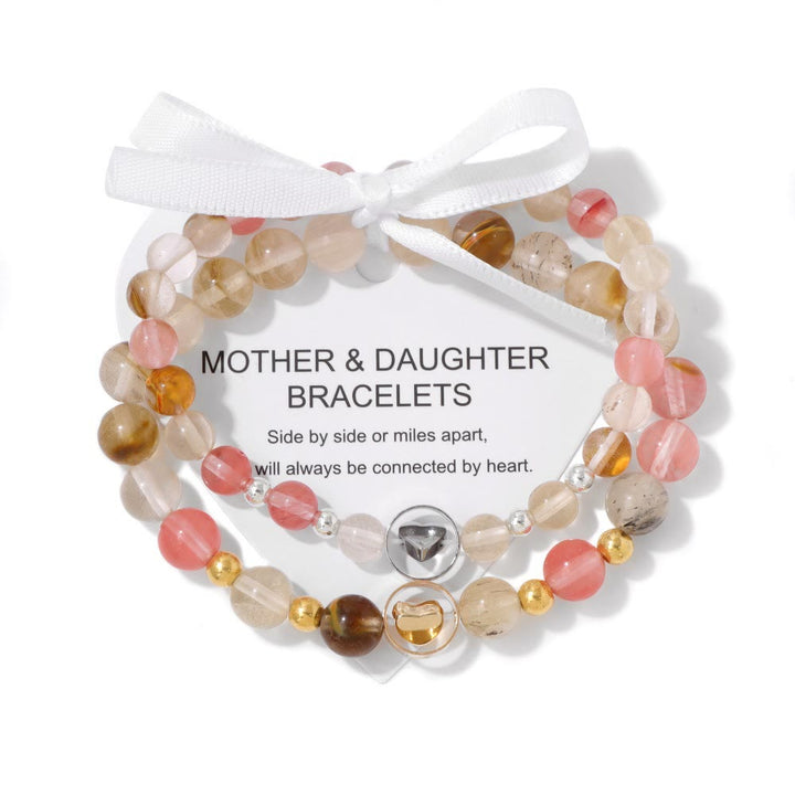 Bracelet de perles mère et sœur en pierres précieuses naturelles Olivenorma 2 pièces