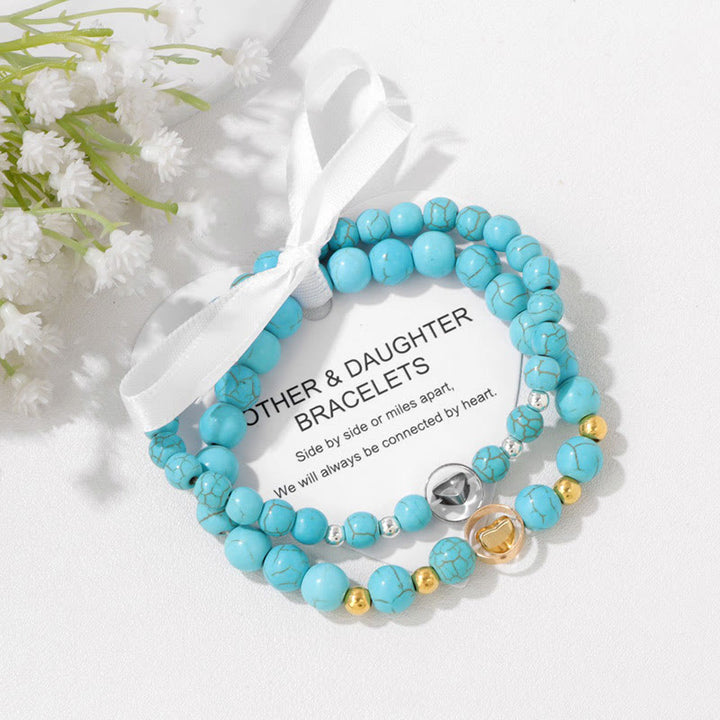 Bracelet de perles mère et sœur en pierres précieuses naturelles Olivenorma 2 pièces