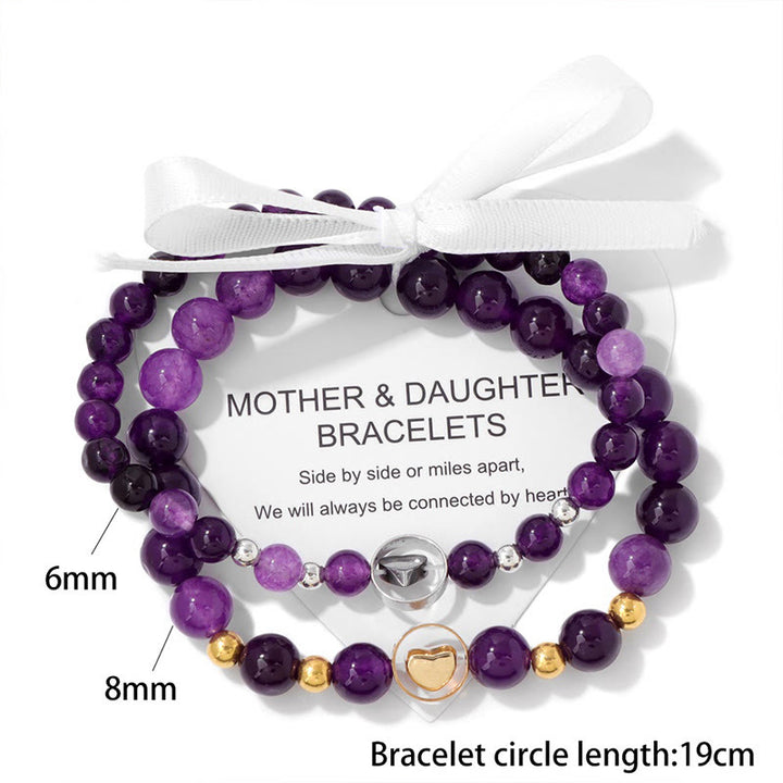 Bracelet de perles mère et sœur en pierres précieuses naturelles Olivenorma 2 pièces
