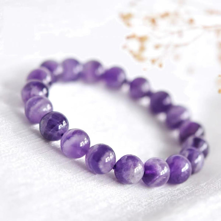 Bracelet de perles rondes de guérison en améthyste naturelle Olivenorma
