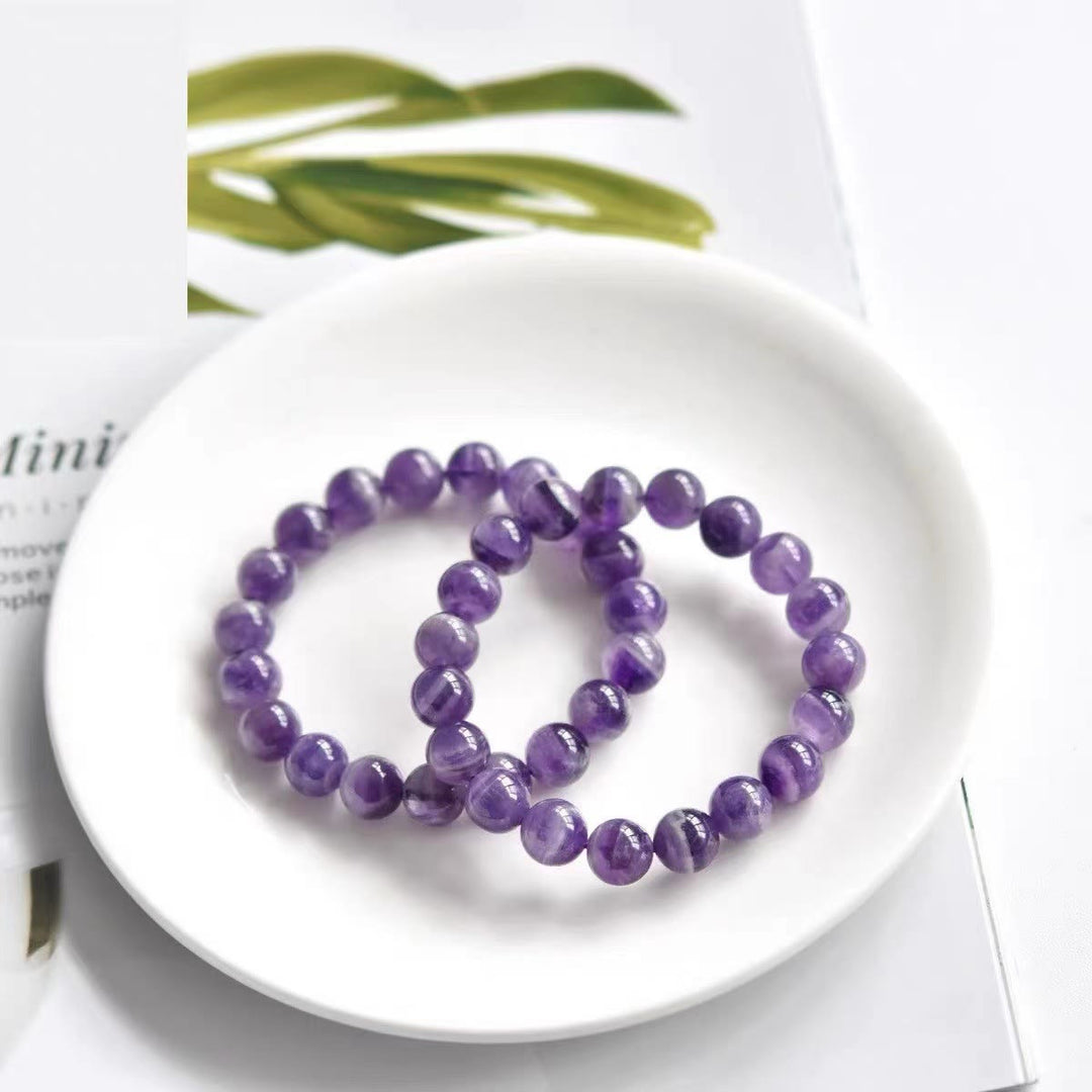 Bracelet de perles rondes de guérison en améthyste naturelle Olivenorma
