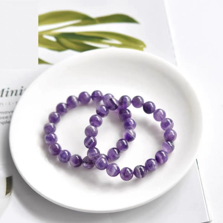 Bracelet de perles rondes de guérison en améthyste naturelle Olivenorma