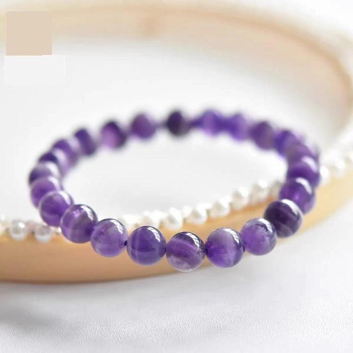 Bracelet de perles rondes de guérison en améthyste naturelle Olivenorma