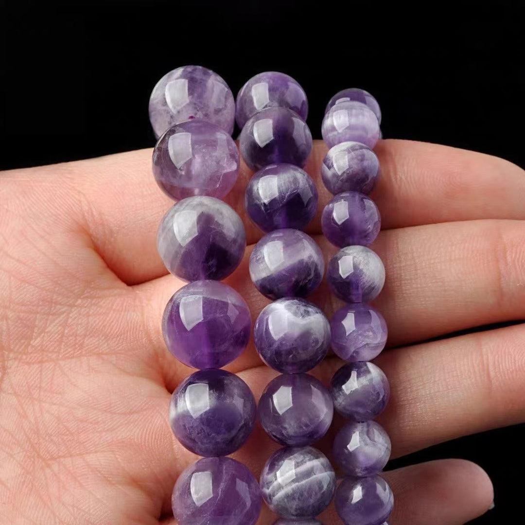 Bracelet de perles rondes de guérison en améthyste naturelle Olivenorma