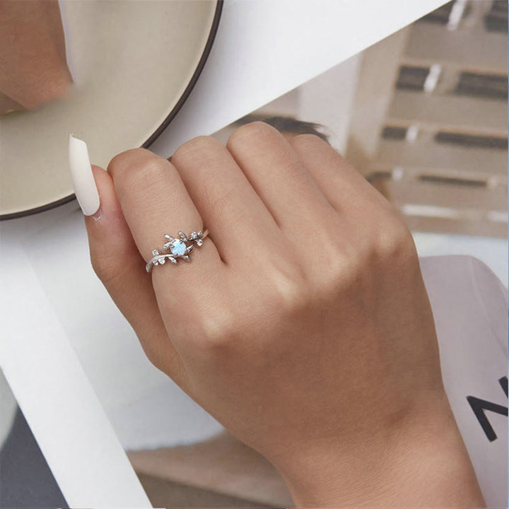 Bague en argent sterling 925 en forme de vigne avec opale Olivenorma