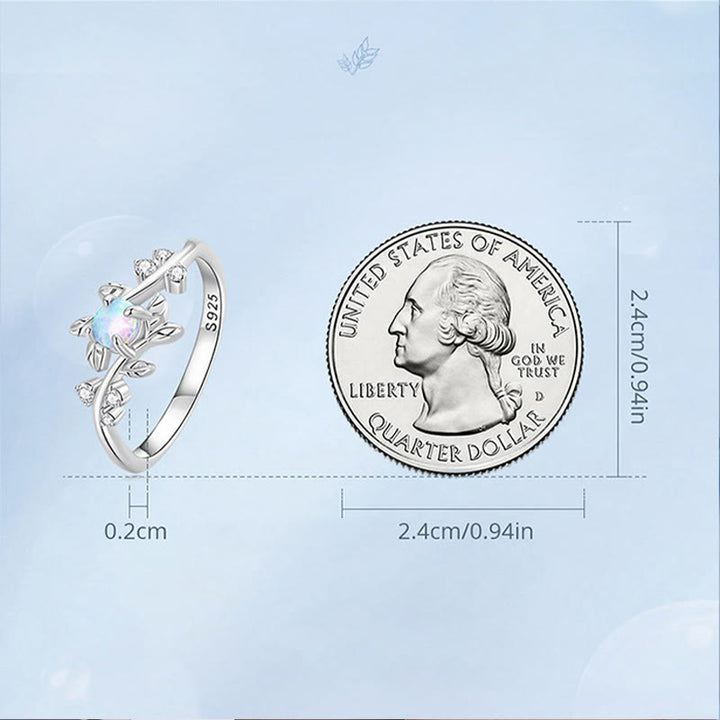 Bague en argent sterling 925 en forme de vigne avec opale Olivenorma