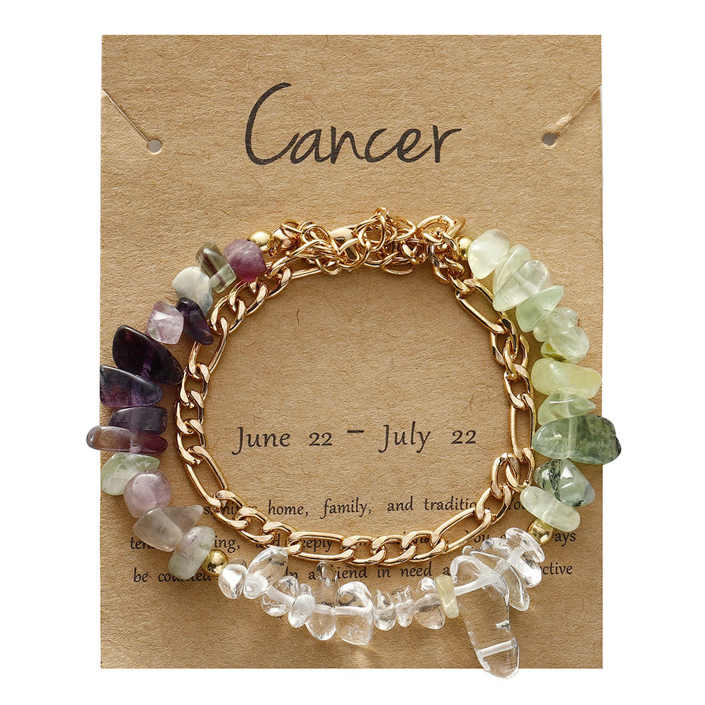Bracelet en métal avec perles de gravier naturel Olivenorma et signe du zodiaque