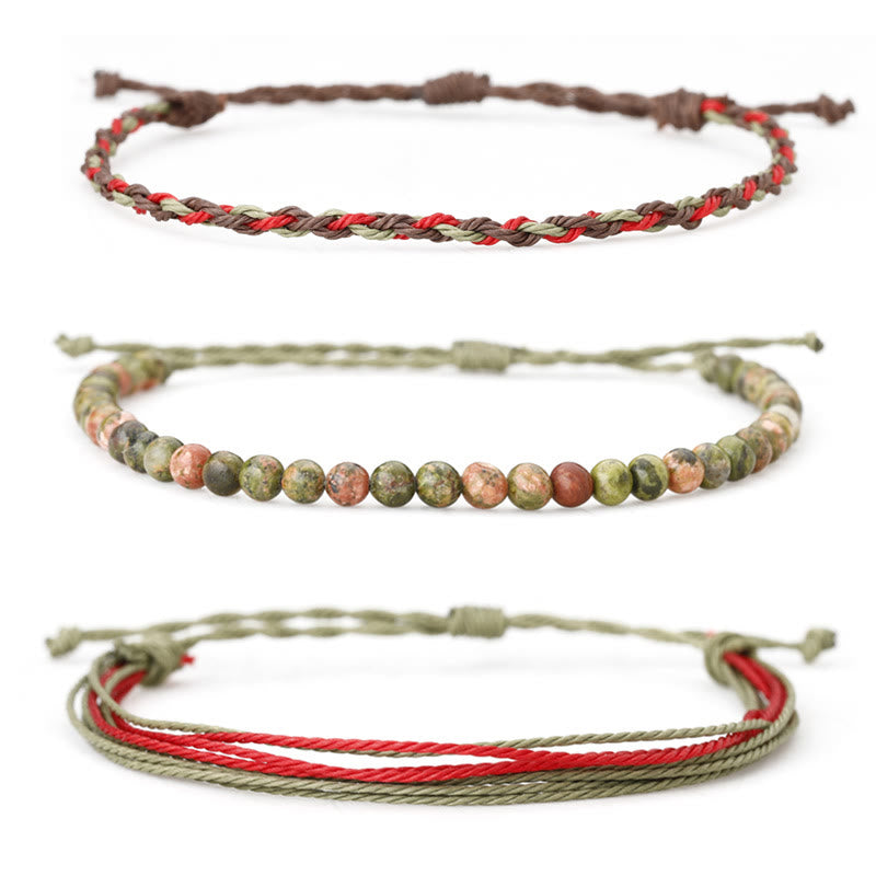 Bracelet tressé en corde de coton avec perles naturelles Olivenorma
