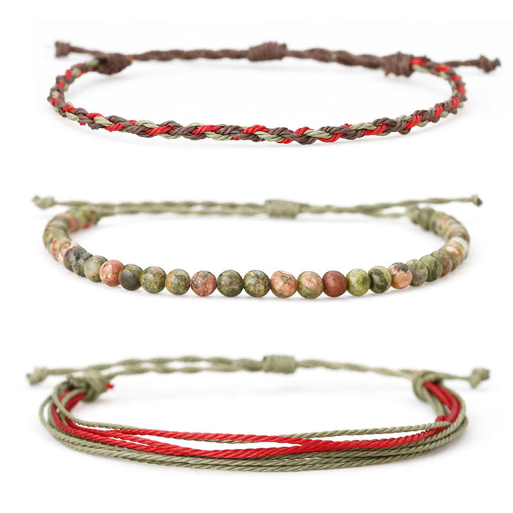 Bracelet tressé en corde de coton avec perles naturelles Olivenorma