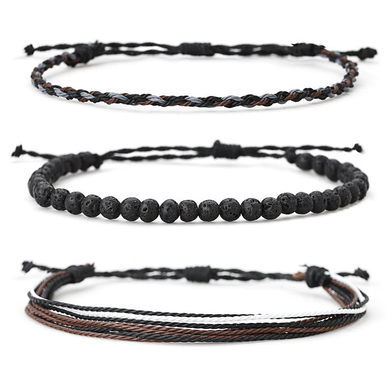 Bracelet tressé en corde de coton avec perles naturelles Olivenorma