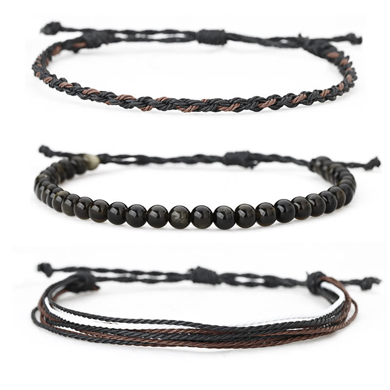 Bracelet tressé en corde de coton avec perles naturelles Olivenorma