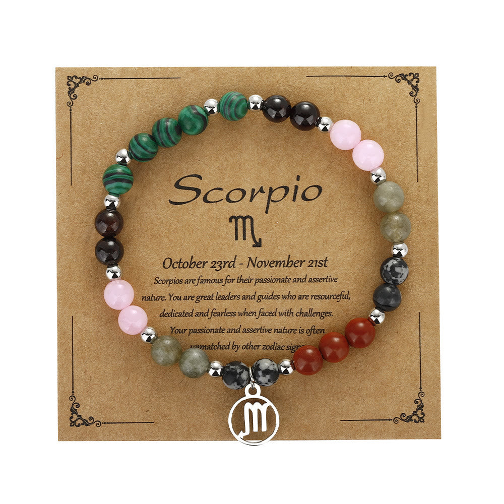 Bracelet pendentif zodiaque en perles de pierre naturelle Olivenorma