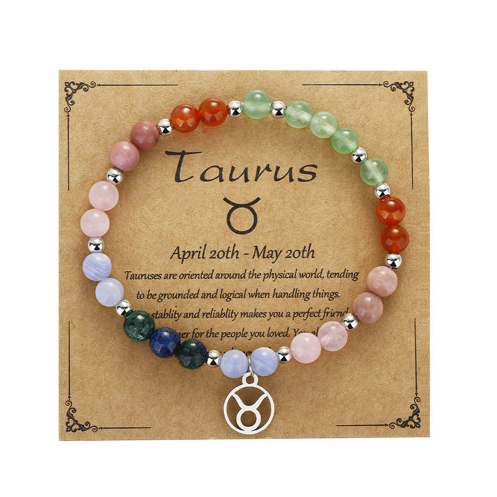 Bracelet pendentif zodiaque en perles de pierre naturelle Olivenorma