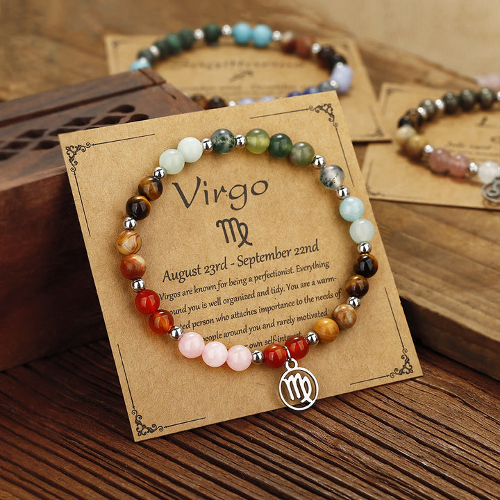 Bracelet pendentif zodiaque en perles de pierre naturelle Olivenorma