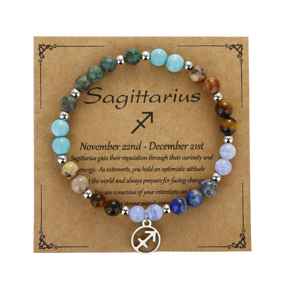 Bracelet pendentif zodiaque en perles de pierre naturelle Olivenorma