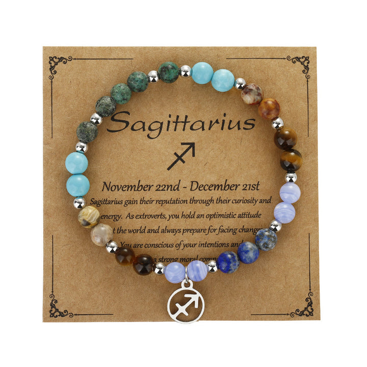 Bracelet pendentif zodiaque en perles de pierre naturelle Olivenorma