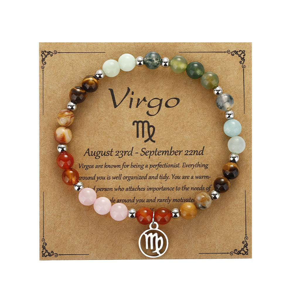 Bracelet pendentif zodiaque en perles de pierre naturelle Olivenorma