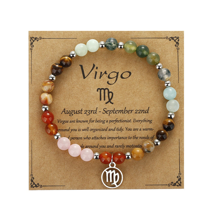 Bracelet pendentif zodiaque en perles de pierre naturelle Olivenorma