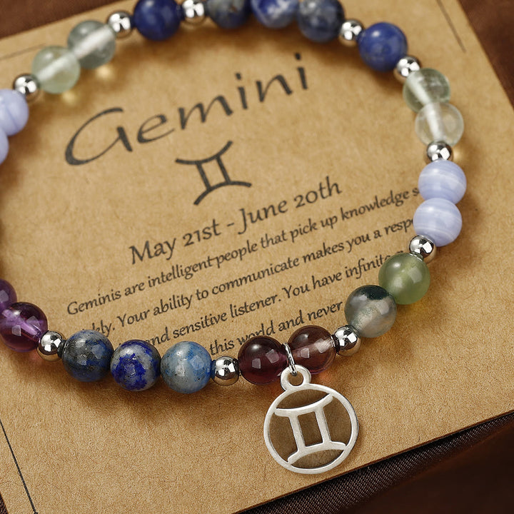 Bracelet pendentif zodiaque en perles de pierre naturelle Olivenorma