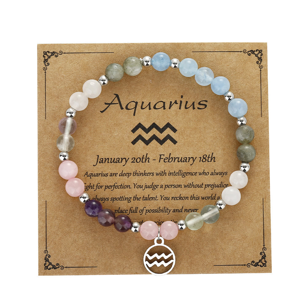 Bracelet pendentif zodiaque en perles de pierre naturelle Olivenorma