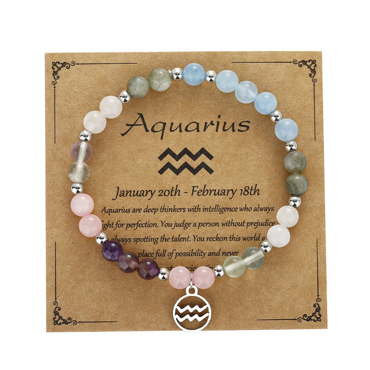 Bracelet pendentif zodiaque en perles de pierre naturelle Olivenorma