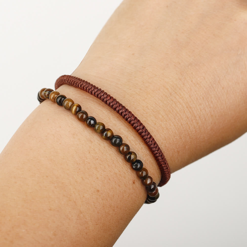 Bracelet tressé en perles d'œil de tigre naturelles Olivenorma