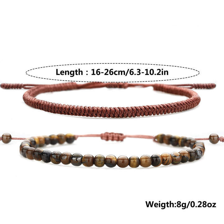 Bracelet tressé en perles d'œil de tigre naturelles Olivenorma