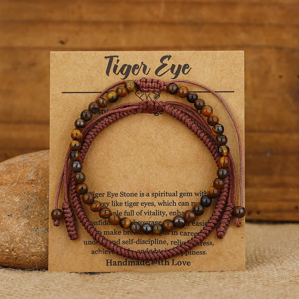 Bracelet tressé en perles d'œil de tigre naturelles Olivenorma