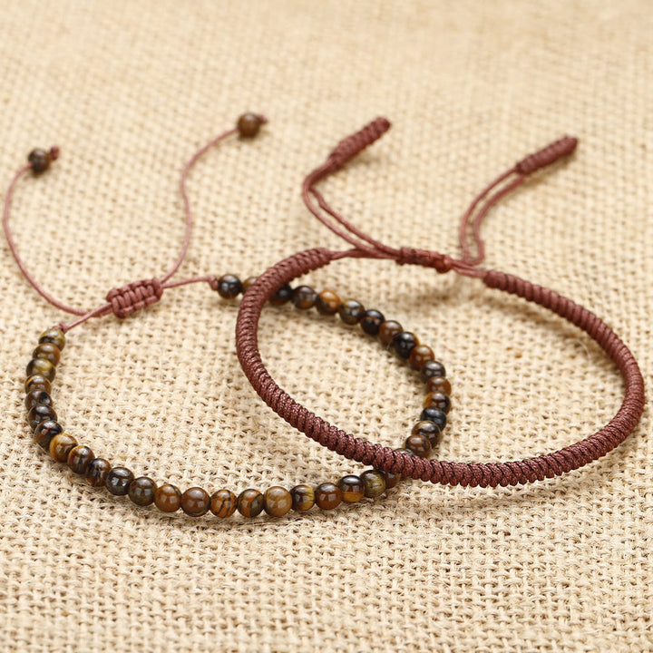 Bracelet tressé en perles d'œil de tigre naturelles Olivenorma