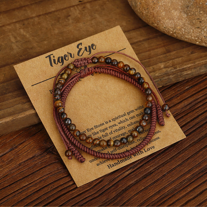 Bracelet tressé en perles d'œil de tigre naturelles Olivenorma